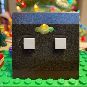 Light Gray Lego Stud Earrings (Flat)